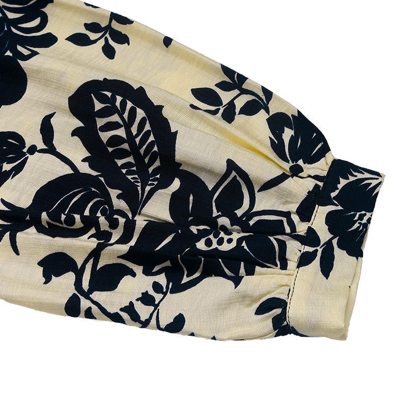 YYFS Damenmode, lässig, Frühling und Herbst, Blumenmuster, bedruckt, langärmelig, V-Ausschnitt, Blusen und Hemden