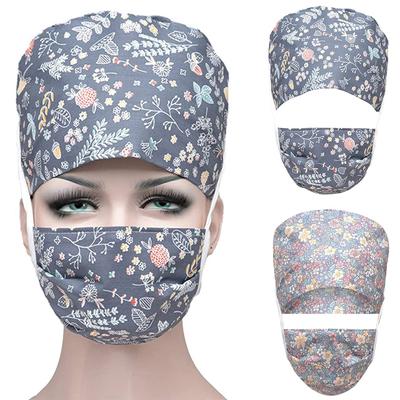 KESYOO Women Scrub Caps Men Adjustable Scrub Hats Sweat Absorption Doctor Nurse Hat Print Dental Working Cap