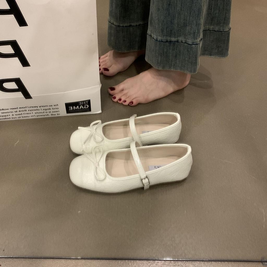 French Bow Mary Jane Shoes Ballet Shoes Flat Shoes Spring Retro Gentle Shallow Mouth Single Shoes Women's Shoes Soft Sole