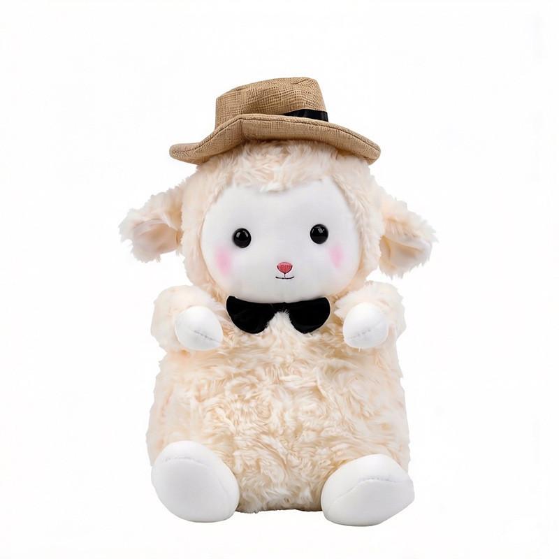 Cute Sheep Plush Toy For Couples Gift Warm Fuzzy Teddy Bear With Pp Cotton Filling