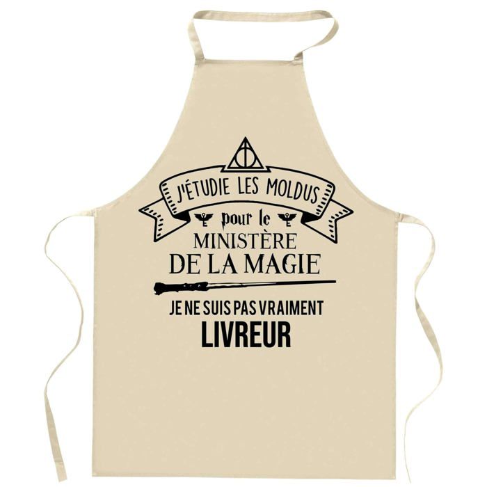 Tablier de cuisine - Planetee - Motif 'Ministère de la Magie' - Coton résistant - Impression française