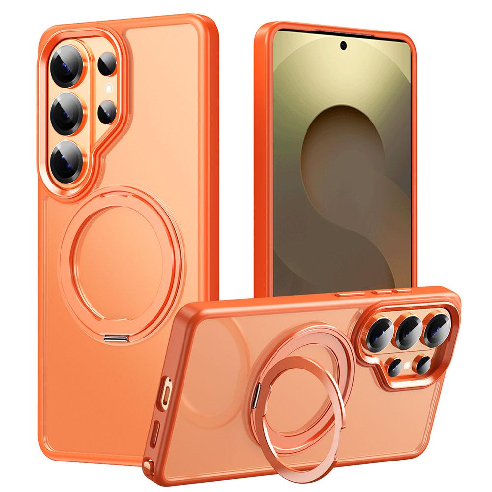 For Samsung Galaxy S26 Ultra Magnetic Case TPU + Acrylic + Metal Kickstand Matte Phone Cover