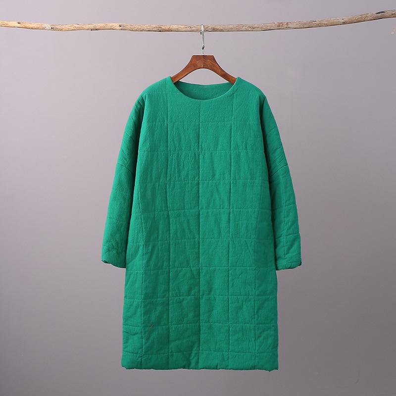 

25 зима новый ретро литературный хлопок и лен средней длины теплый утолщенный хлопок квадратная женская хлопковая одежда average size