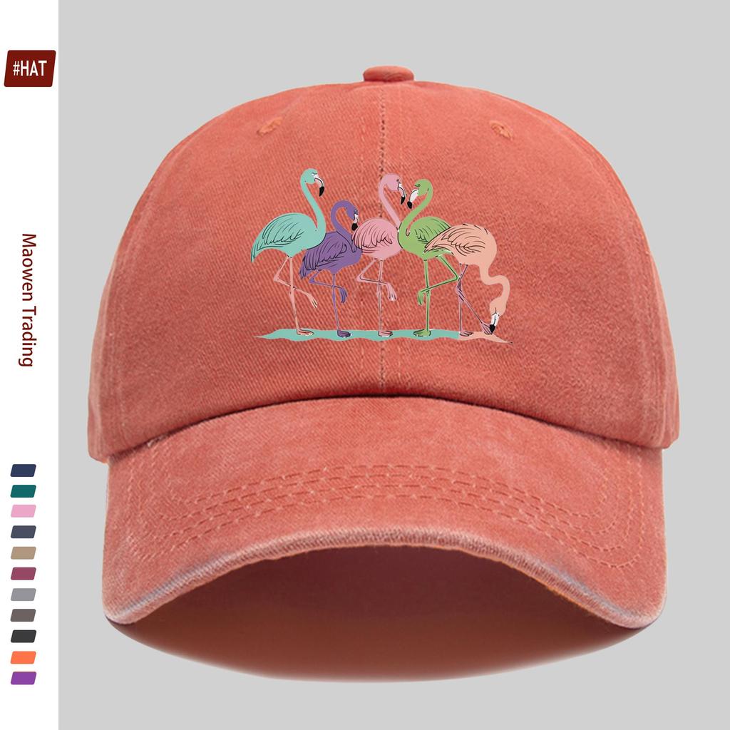 pc Five Colorful Flamingo Print Baseball Cap Travel Casual Design Sun Hat Comfortable and Lightweight Multiple Colors Availa