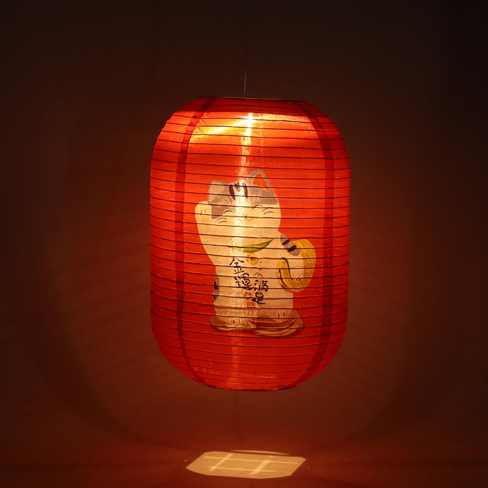25cm Waterproof Solar Lanterns LED Light Nylon Cloth Chinese Japanese Hanging Lamp Outdoor Garden Yard Holiday Party Decoration