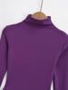 Pure Desire Women's High Neck Irregular Hem Long Sleeve T-shirt - Spring/Autumn Elastic Fit