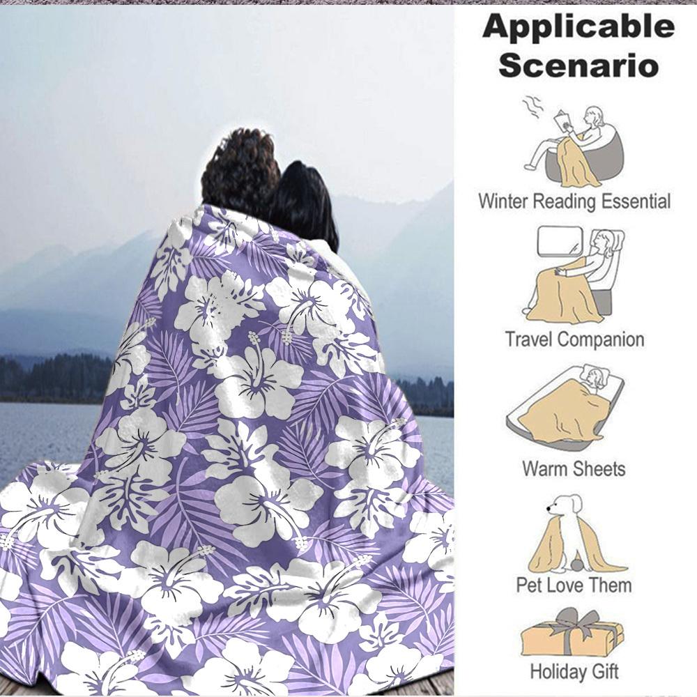 1pc Hawaiian-floral-pattern Blanket Warm, Cozy, And Soft, Suitable for Sofas, Beds, Cars, And Office Use.Perfect for Camping And Travel, Making It a G