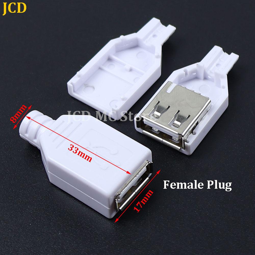 10-50Pcs USB Type A 4Pin Connector Male Female Socket With Black White Plastic Cover USB 2.0 Type-A 4 Pin Soldering DIY Kits