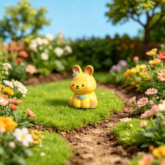 3 Pcs Miniature Resin Rabbit Easter Figurine, Cartoon Cute Tiny Bunny Animal Figures for Easter Egg Fillers, Fairy Garden, Dollhouse, Cake Topper