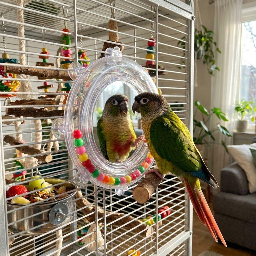 Spinning Puzzle Parrot Mirror Toy Wear-Resisting Parrot Spinning Wheels  Small Parrot