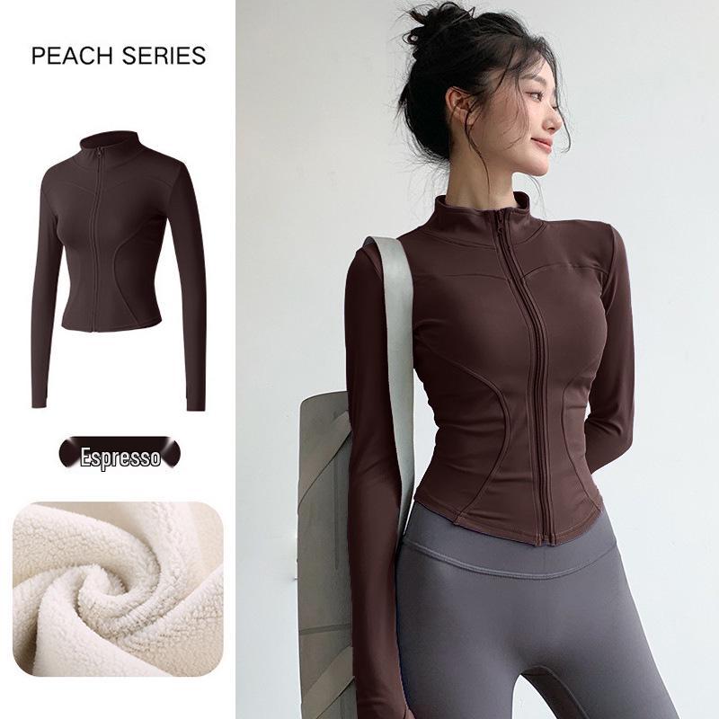 Women's Slim-Fit Fleece-Lined Running Jacket - Autumn/Winter 2025 Yoga & Fitness Long Sleeve.