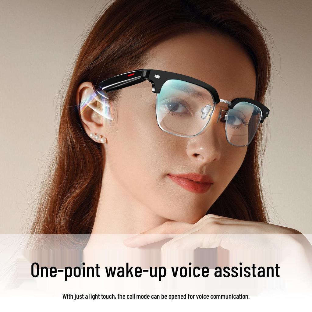Multi-Function Smart Bluetooth Glasses: Anti-Blue Light Sunglasses, Headphone, Voice Translation, Music & Call Features, Interchangeable Lenses.