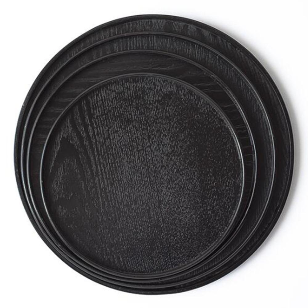 Round Serving Tray Wood Food Plate Kitchen Accessories Tea Tray  Restaurant