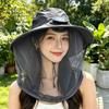 UV Protection Mosquito Head Net Hat With Net Mesh Fishing Bucket Hat Fashion Solar Fan Hat  Camping