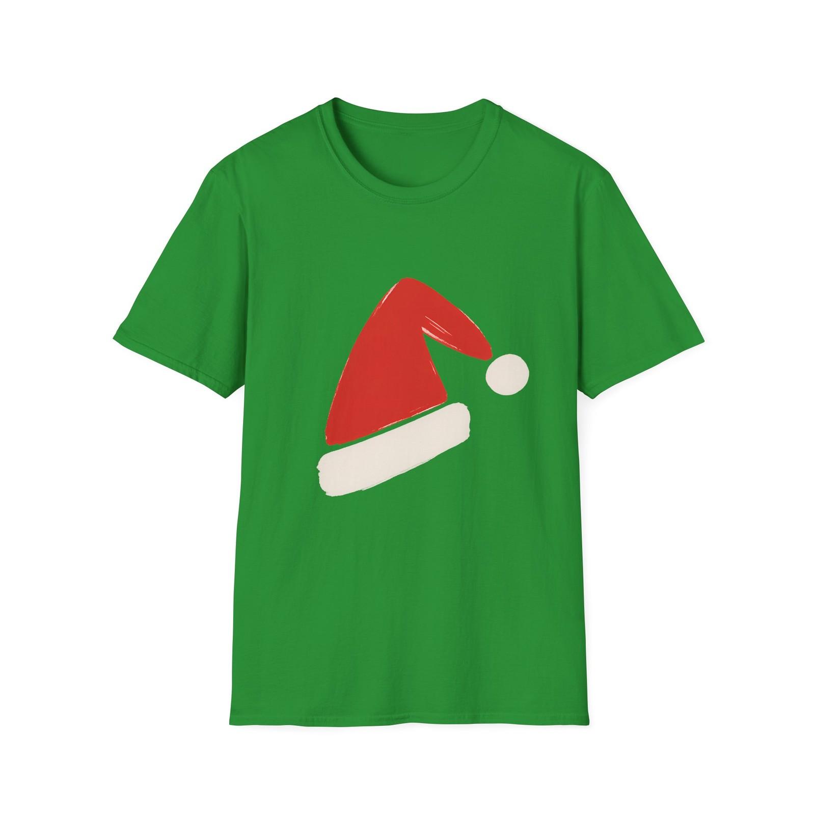 Unisex Softstyle T-Shirt Mens Womens Tees Top Brush Stroke Santa Hat Minimalist Christmas 3XL