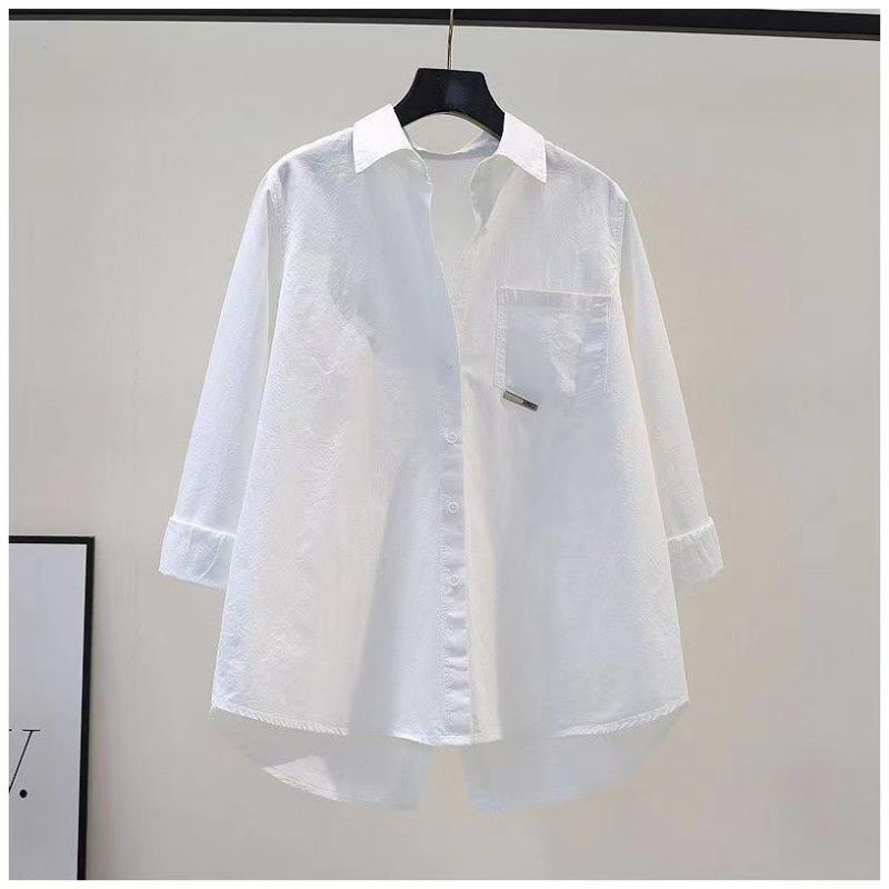 Button Oversized Womens Casual Simple Up Long Sleeve Tunic Shirts Solid Streetwear Blouse