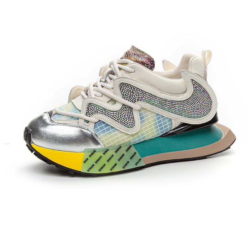 

Women s new leather rhinestone platform sports style casual shoes versatile, lightweight and non-slip running shoes 35