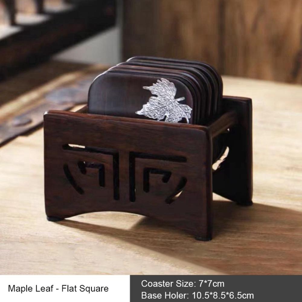 High-End Black Sandalwood Coaster Heat Insulation Heat Resistant Cup Mat Tea Ceremony Accessories Tea Tray Dining Table