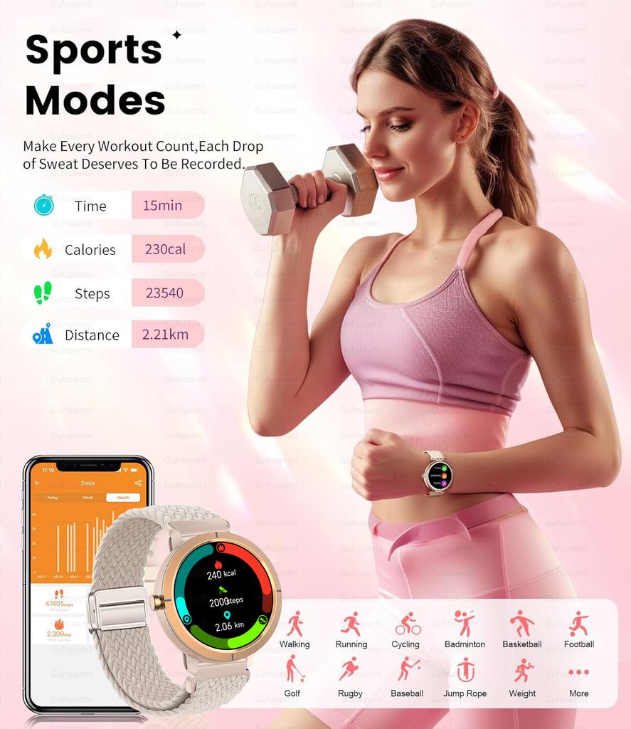 Smart Watch for Women GPS 6-Satellites 1.32” HD AMOLED Display Built-in GPS Bluetooth Call Sports 5ATM Waterproof Smartwatch Ma