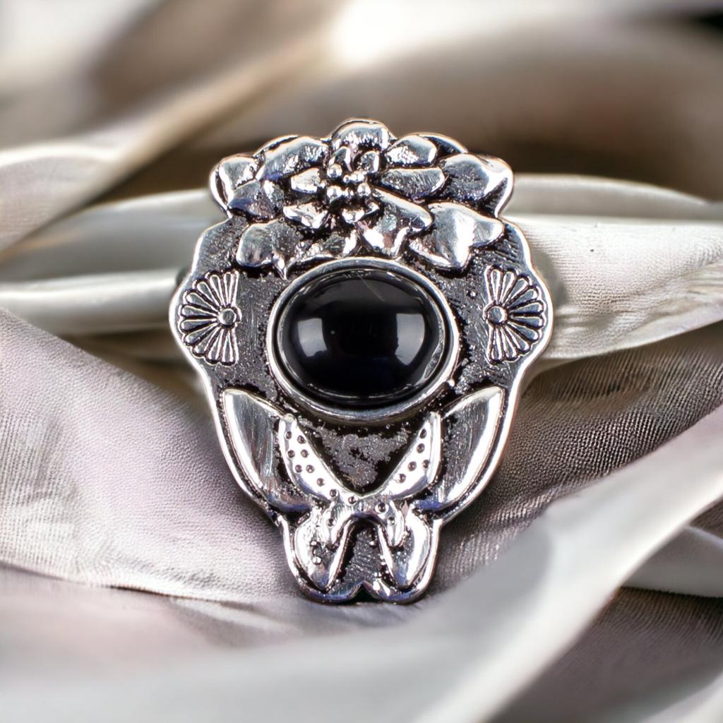 925 Solid Silver Semi Precious Gemstone Oxidised Designer Jewelry Pendant 1.37" CP-6