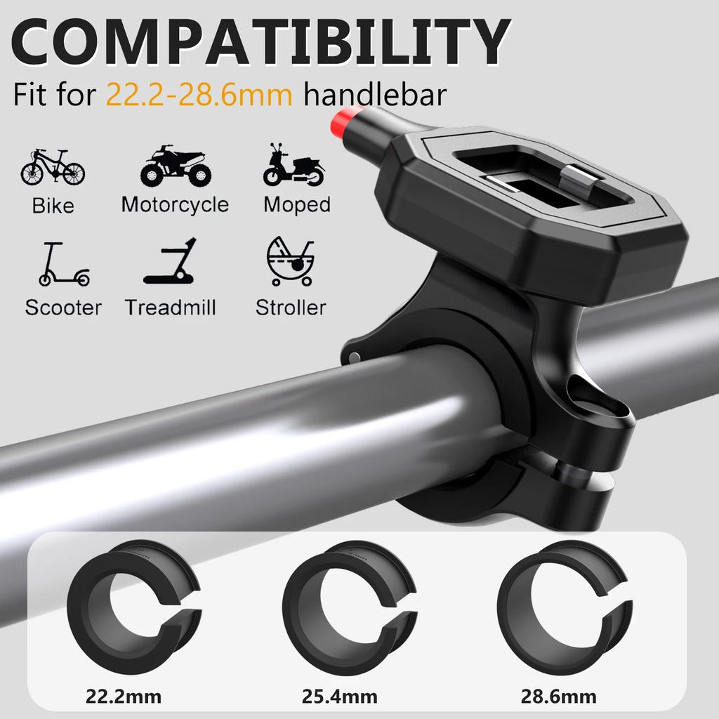 Universal Waterproof Motorcycle Bicycle Mobile Phone Holder for 4.7-7.0 Inches Devices Quick Lock Bike Scooter Handlebar Stand