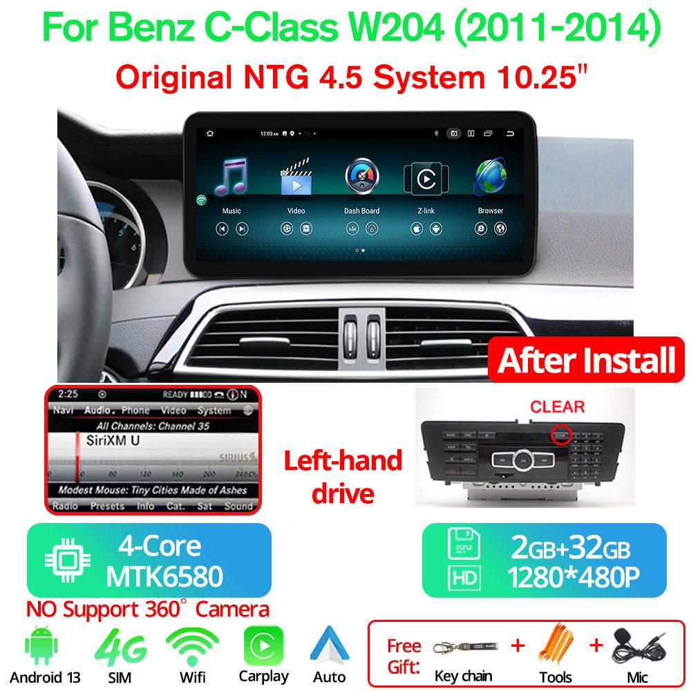 10.25'' Android 13 Car Radio For Mercedes C Class W204 W205 2008-2018 LHD Multimedia GPS Player Carplay Auto Screen BT