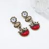 Layered Floral Drop Earrings Women Gold Bohemian Style Zinc Alloy Stainless Steel Studs