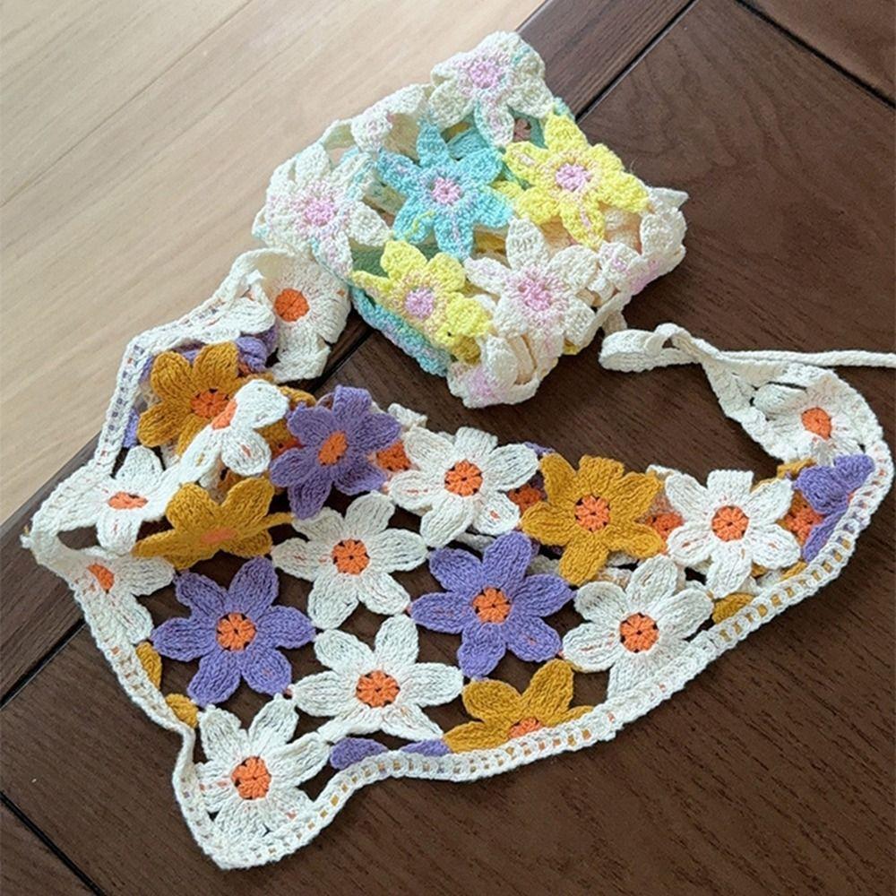 Turban Knitted Headband Floral Women Hair Scarf Elegant Triangle Bandana  Girls