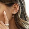 Stainless Steel Crystal Zircon Lightning Cross Hoop Earrings For Women Cartilage Earrings Piercing Jewelry New