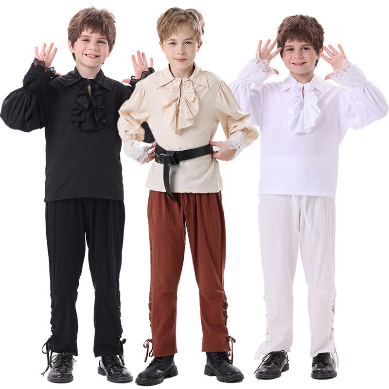 Men's Pirate Pants & Renaissance Ruffled Shirt Costume for Halloween