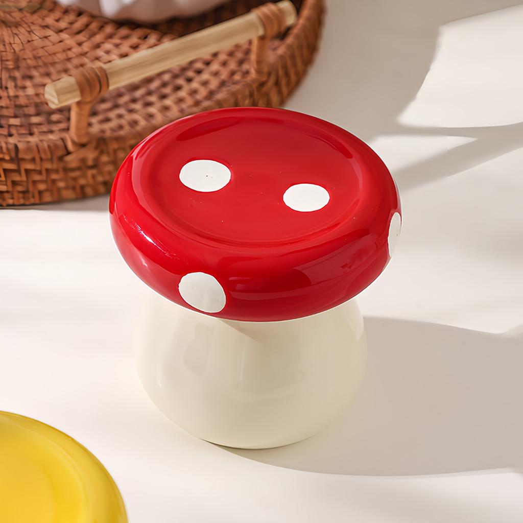 Cute, High-Aesthetic, Personality Mushroom-Shaped Ceramic Toothpick Holder / Cotton Swab Jar / Home Living Room Dental Floss Box