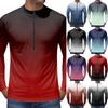 Maillot de Ciclismo de Manga Larga para Hombre Transpirable de Secado Rápido Estampado Degradado Pulóver con Media Cremallera para Deportes al Aire Libre y Fitness