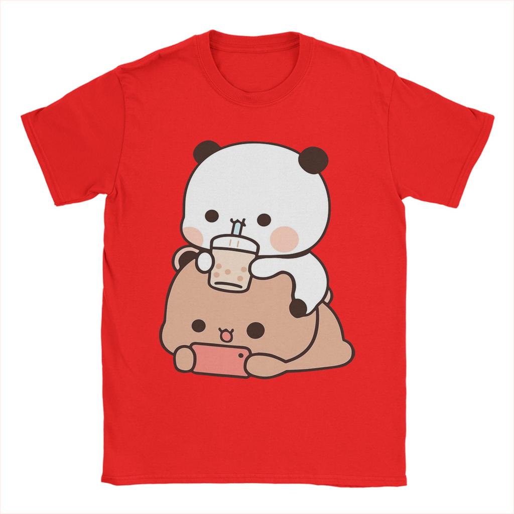 Mens Panda Bear Bubble Tea Anime Cartoon Kawaii T Shirt  Cotton Clothing Fashion Short Sleeve O Neck Tees Birthday Gift TShirt