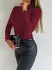 Autumn/Winter 2025 High Neck Slim Fit Ribbed Sweater for Women with Shell Buttons
