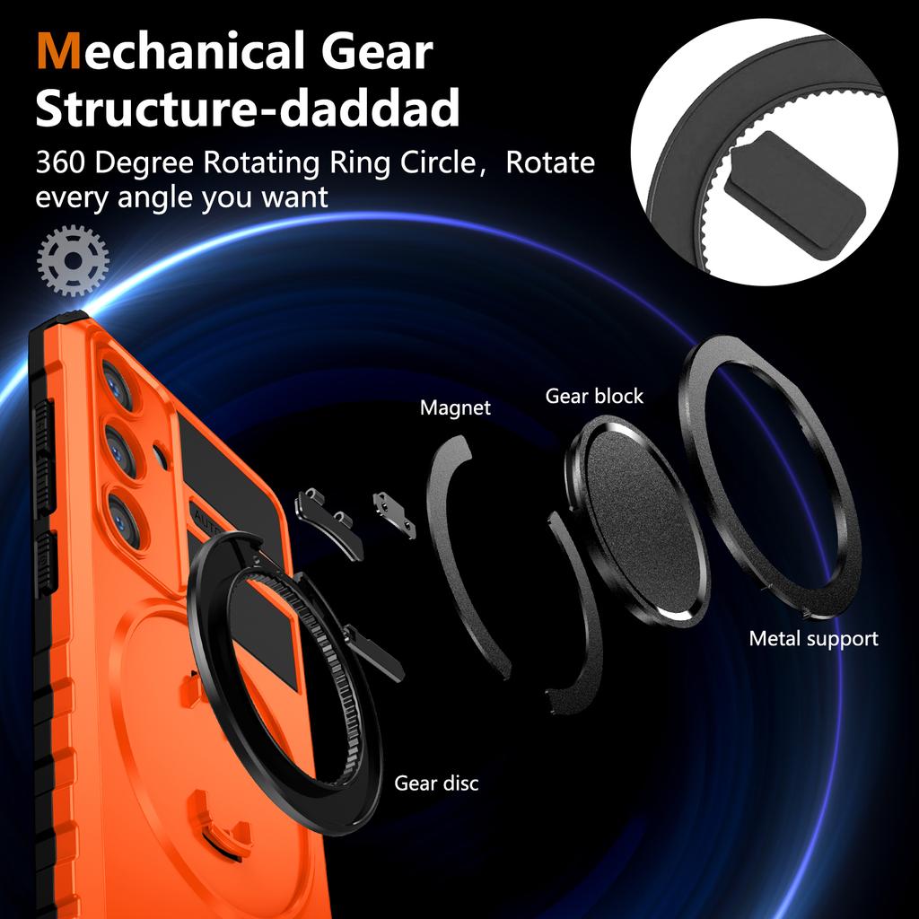 For Samsung Galaxy S24 Case Compatible with MagSafe Rotary Kickstand Anti-Drop TPU+PC Phone Cover