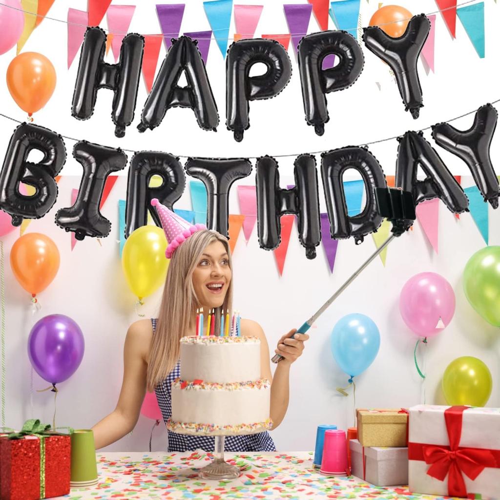 Happy Birthday Balloon Banner Party 16 Inch 3D Aluminum Foil Inflatable Letter kit set Banner Balloons Birthday Party Decorations Supplies Party