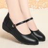 3.5cm Fashion Breathable Shallow Mouth Soft Leather Platform Wedges Shoes Women Fall 2025 Flat Heels Mary Janes for Office Mom