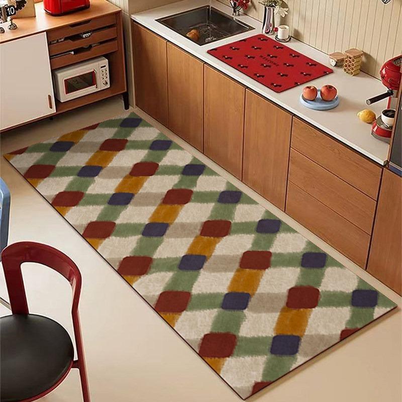 Carpet for Kitchen Floor Mat PVC Waterproof Oil-Proof Non-Slip Leather Rug Geometric Pattern Rugs Long Size Home Decor Carpets