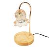 Candle Lamp Dimmable Timing Wooden Base Glass Lampshade Anti Slip Metal Pole Candle Warmer with