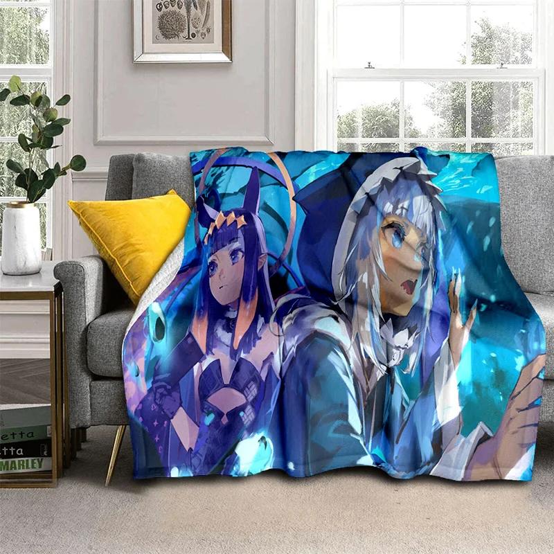 3D Cute Gawr Gura Hololive Cartoon Blanket,Soft Throw Blanket for Home Bedroom Bed Sofa Picnic Travel Office Cover Blanket Kids