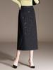 Spring 2026 Black Sequin Slim Bodycon High Waist Midi Pencil Skirt