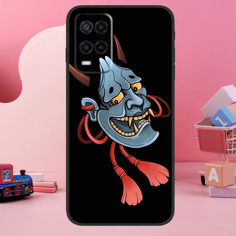 Japanese Hannya Oni Mask Case For Oppo A74 A94 A54 A17 A57 A77 A76 A16 A96 A18 A60 A80 A40 A38 A58 A78 A98 A15 A5 Pro