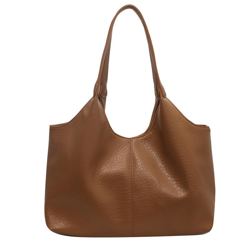 Wholesale Soft Leather Large Bag Women's Bag 2025 Autumn and Winter New Niche Fashion Tote Bag Casual Shoulder Bag Armpit Bag