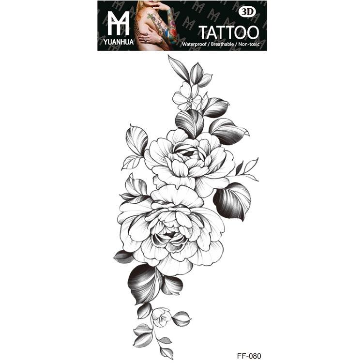 Plain Flower Bohemian Blue Rose Mermaid Waterproof Tattoo Sticker Simulation Water Transfer Sample Sticker
