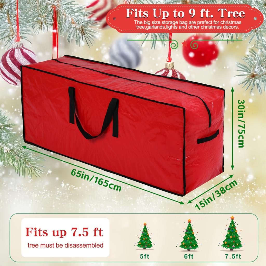 Christmas Tree Storage Bag for Up To 228.6cm Disassembled Trees - Reinforced Handles & Dual Zipper Closure,Tree Storage