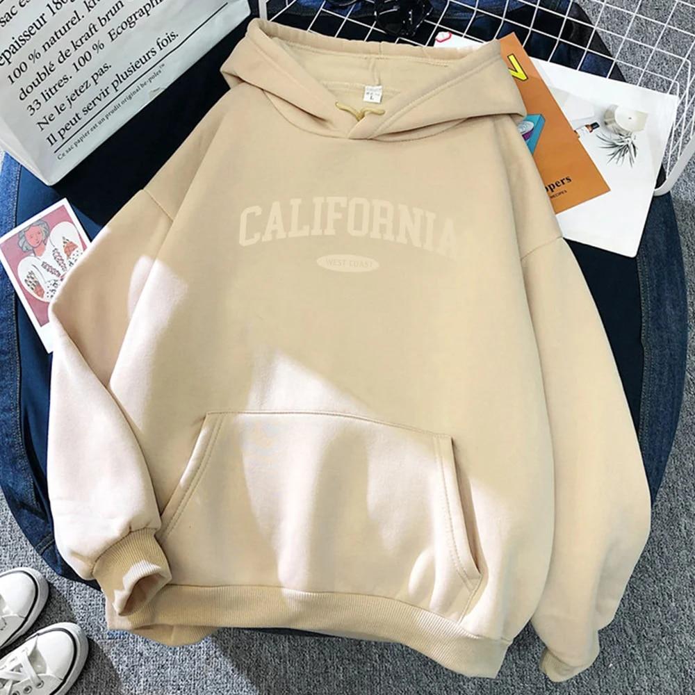 Γυναικείες μακρυμάνικες κουκούλες California West Coast Γυναικεία με κουκούλα στο δρόμο Ρούχα με τσέπη με τσεπάκι