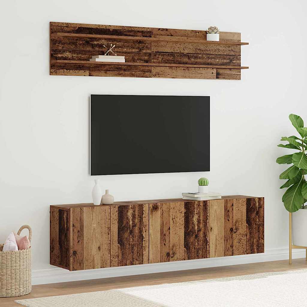 Wall Mounted TV Units 6 pcs Reclaimed Wood Effect Particleboard