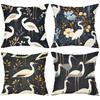 Heron Patterned Cushions With Floral And Leaf Designs Polyester pillowcase, sofa decorative cushion cov Headboard Pillow
