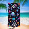 Weltraum-Astronaut Strandtuch Mikrofaser Schnelltrocknendes Badetuch Bunte Galaxie Planet Großes Badetuch für Strand Pool Reisen