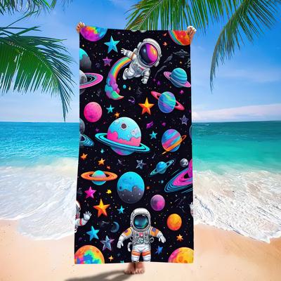 Asciugamano da Spiaggia Astronauta Spaziale Microfibra Asciugatura Rapida Asciugamano da Bagno Colorato Galassia Pianeta Grande Asciugamano da Piscina per Spiaggia Piscina Viaggio